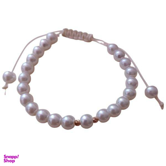 دستبند طلا 18 عیار دخترانه اپال گلد مدل گوی البرنادو و مروارید 04