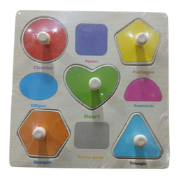 پازل آموزشی چوبی مدل پین دار طرح اشکال هندسی