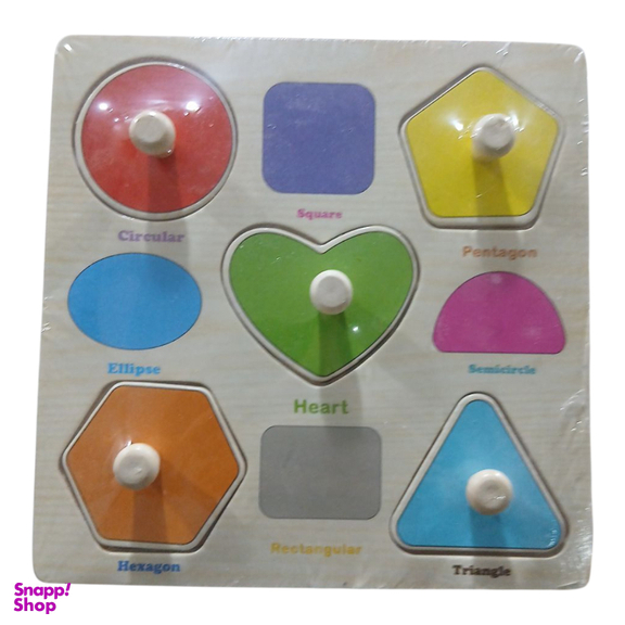 پازل آموزشی چوبی مدل پین دار طرح اشکال هندسی