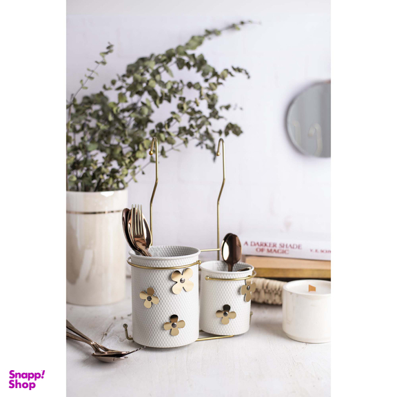 جای قاشق و چنگال دوقلو آسمان طرح گلدار پایه دار و آویزی