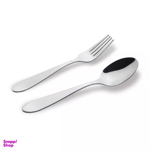 قاشق و چنگال غذاخوری 6 نفره ناب استیل طرح ورونا