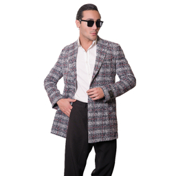 پالتو مردانه مدل چهارخانه کشمیر رنگ قرمز