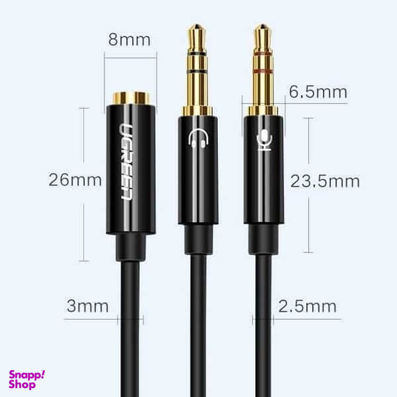 کابل تبدیل 1 به 2 صدا Jack 3.5mm یوگرین مدل AV140 AUX کد 20898 طول 20 سانتی متر