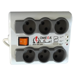 محافظ ولتاژ و چندراهی برق امگا مدل P6000 مجموعه 2 عددی