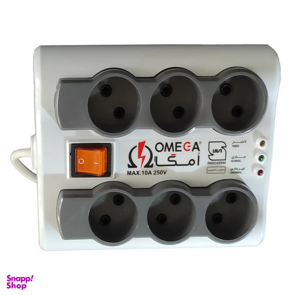 محافظ ولتاژ و چندراهی برق امگا مدل P6000 مجموعه 2 عددی