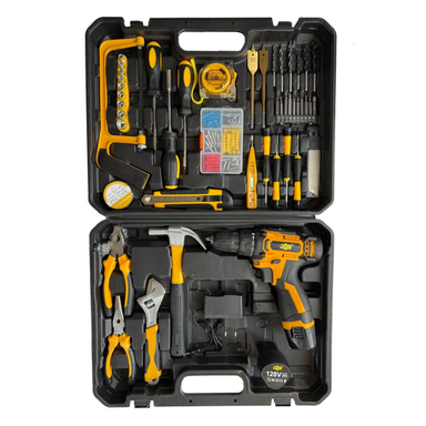 دریل پیچ گوشتی چکشی شارژی جاب مدل JB-128 VFX مجموعه 199 عددی