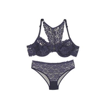 ست شورت و سوتین گیپور فنردار تیریتی سرمه‌ای کد 950