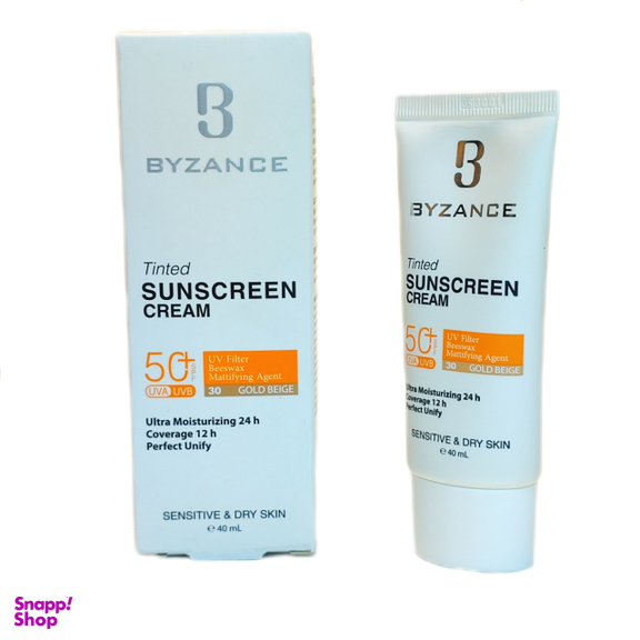 کرم ضد آفتاب بیزانس مناسب پوست خشک با +SPF50 شماره 30 رنگ گلد بژ حجم 40 میلی لیتر