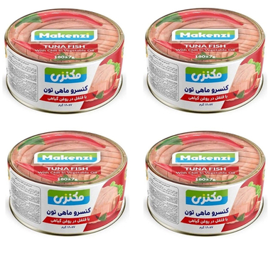 کنسرو ماهی تون با فلفل در روغن مکنزی وزن 180 گرم بسته ۴ عددی