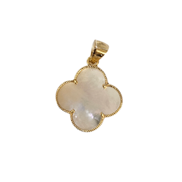 پلاک گردنبند طلا 18 عیار زنانه طرح ونکلیف صدف سفید کد 2210