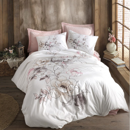 سرويس کاور لحاف دونفره 4 تکه کاتن باکس مدل loving Pembe