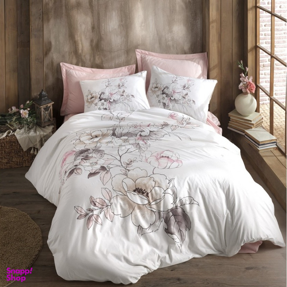 سرويس کاور لحاف دونفره 4 تکه کاتن باکس مدل loving Pembe