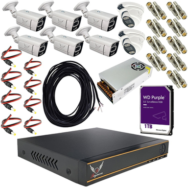 پک سیستم امنیتی دوربین مداربسته رایمون مدل 5 مگاپیکسل کد RP-5M-HI8C-02 مجموعه 38 عددی