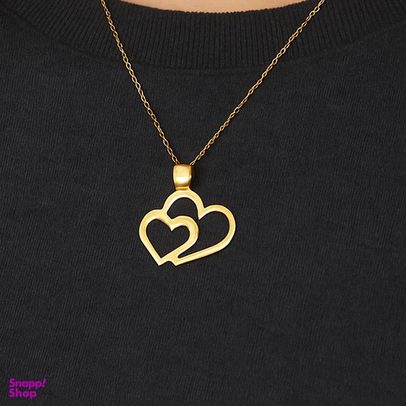 پلاک گردنبند طلا 18 عیار زنانه طرح دابل قلب کد 021