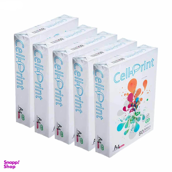 کاغذ A4 سل پرینت بسته 5 عددی 2500 کاغذ رنگ سفید