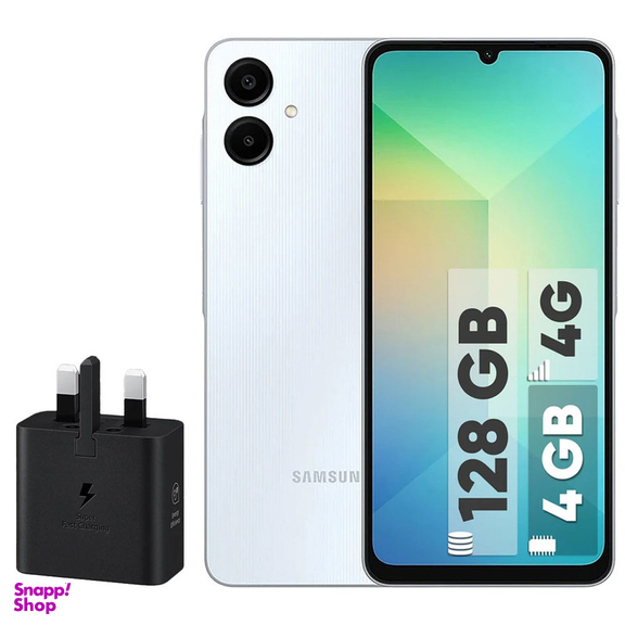 گوشی موبایل سامسونگ مدل Galaxy A06 دو سیم کارت ظرفیت 128 گیگابایت و رم 4 گیگابایت به همراه شارژر 25 وات سامسونگ
