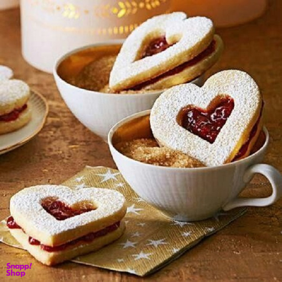 کاتر دو طرفه شیرینی پزی بهگز مدل قلب مجموعه 5 عددی