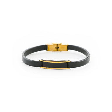 دستبند چرم و طلا 18 عیار مردانه روژا گلد کد 74252