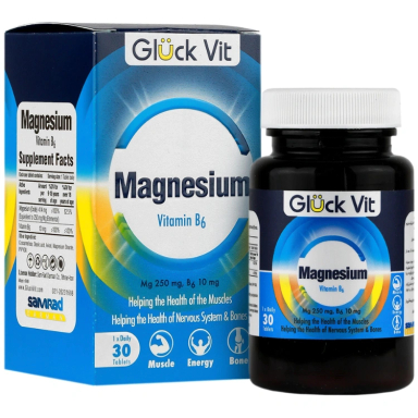 قرص منیزیم و ویتامین ب6 گلوک ویت بسته 30 عددی