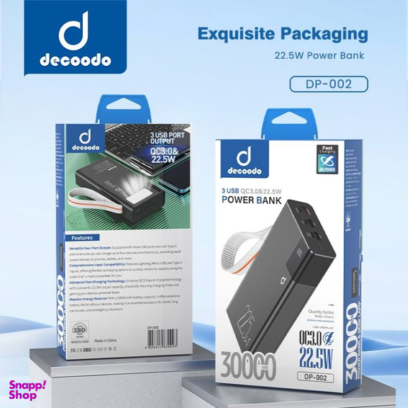 پاوربانک دکودو کد DP-002 ظرفیت 22500 میلی‌ آمپر ساعت