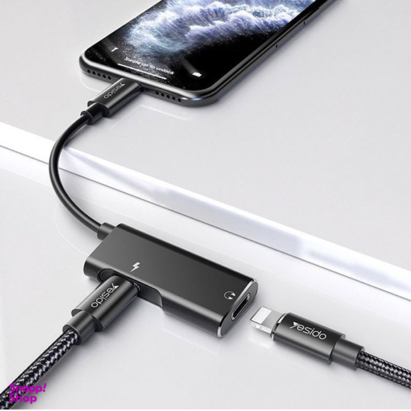 مبدل Aux Lightning یسیدو مدل YAU12 با قابلیت شارژ