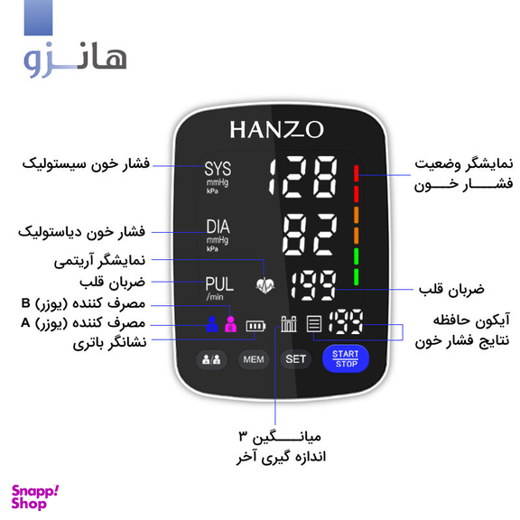 فشارسنج بازویی هانزو مدل U82