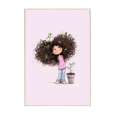 فرش ماشینی چاپی اتاق کودک اورکوم طرح دختر بهاری کد kids.9001