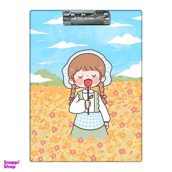 تخته شاسی بامبیلیپ طرح دختر با گل لاله و اسمان ابری کد 6673641 سایز A4