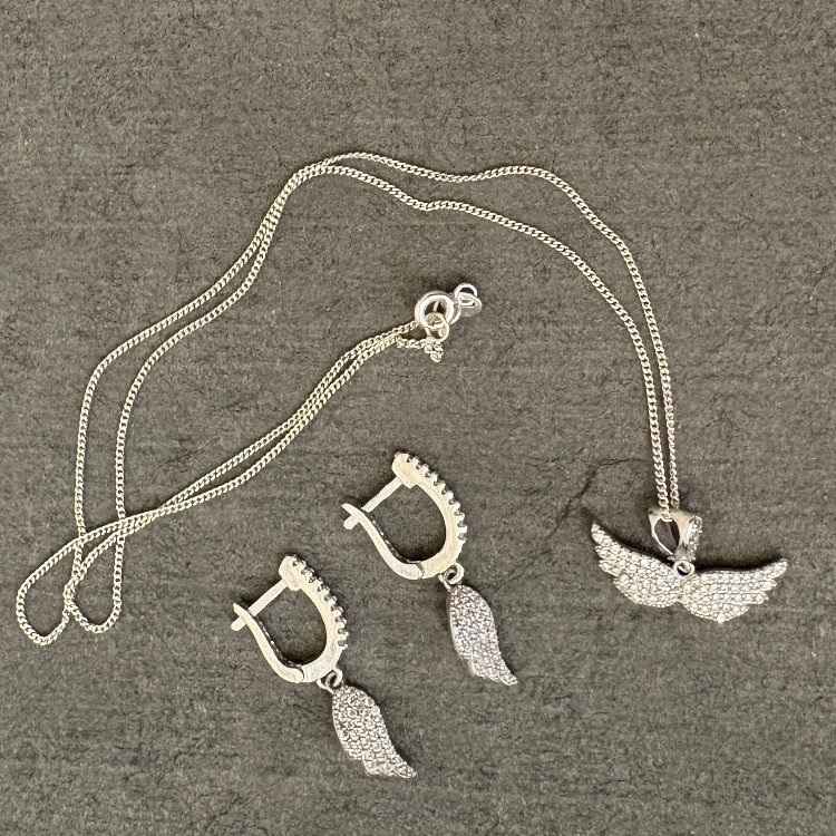 نیم ست نقره زنانه گیرا مدل پرواز کد G978