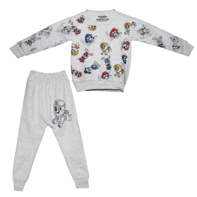 ست بلوز و شلوار پسرانه چیندکا مدل سگ های نگهبان کد 110 رنگ طوسی