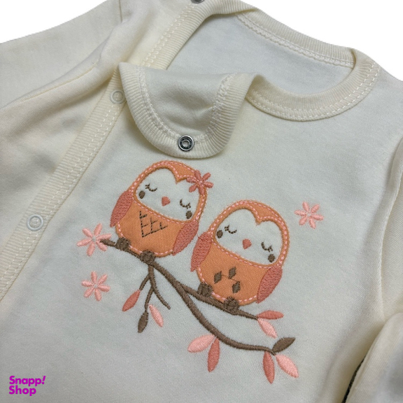 ست 3 تکه لباس نوزادی مدل جوجه و گل کد 0033