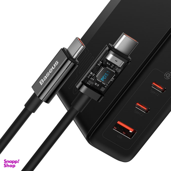 شارژر دیواری 140 وات 3 پورت بیسوس مدل CCGP100201 به همراه کابل Type-C طول یک متر