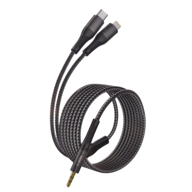 کابل Jack 3.5mm به Lightning/Type-C ایکس کین کد XK-AUX115 طول 1.2 متر