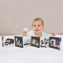 بازی آموزشی انتشارات ماه کوچولو مدل کتاب دور تختی سیاه و سفید جغجغه ای کد 01