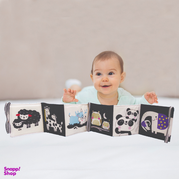 بازی آموزشی انتشارات ماه کوچولو مدل کتاب دور تختی سیاه و سفید جغجغه ای کد 01