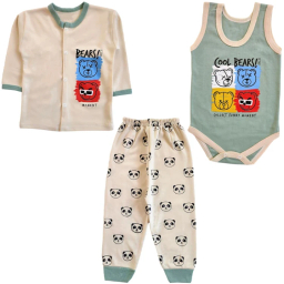 ست 3 تکه لباس نوزادی مدل خرس کد 4047