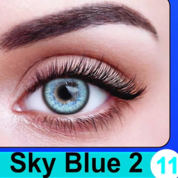 لنز چشم پرو نیو ویژن شماره 11 رنگ آبی آسمانی دور مشکی به همراه جای لنز