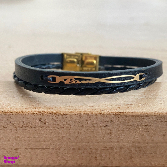 دستبند چرم و طلا 18 عیار مردانه طرح ابزار