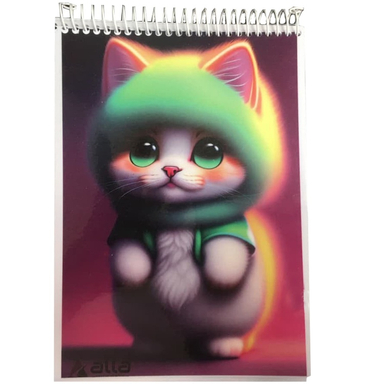 دفتر نقاشی 50 برگ آلا سایز A5 طرح Cat green کد 54