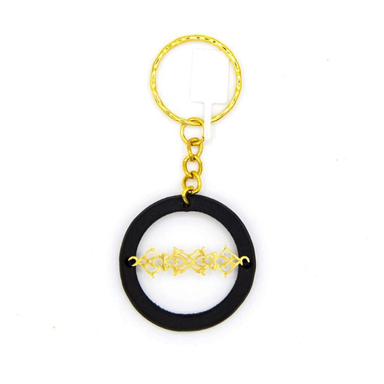 جاسوئیچی چرم و طلا 18 عیار طرح اسلیمی فرم پیچک کد K006