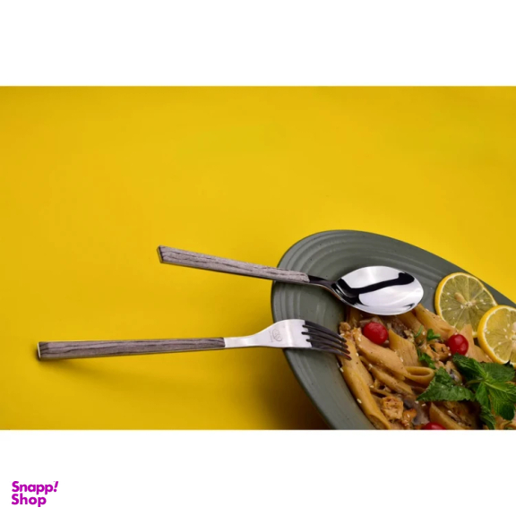 ست قاشق و چنگال 12 پارچه سی اند اس طرح چوبی