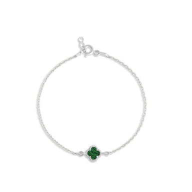 دستبند نقره زنانه اپال گلد مدل ونکلیف سبز کد 034