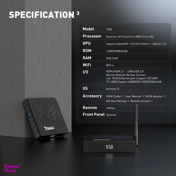 اندروید باکس تانیکس مدل TX68 32/4GB