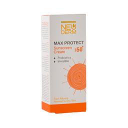 کرم ضد آفتاب بی رنگ نئودرم مدل Max Protect مناسب پوست نرمال و خشک حجم 50 ميلی لیتر