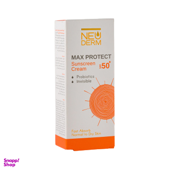 کرم ضد آفتاب بی رنگ نئودرم مدل Max Protect مناسب پوست نرمال و خشک حجم 50 ميلی لیتر