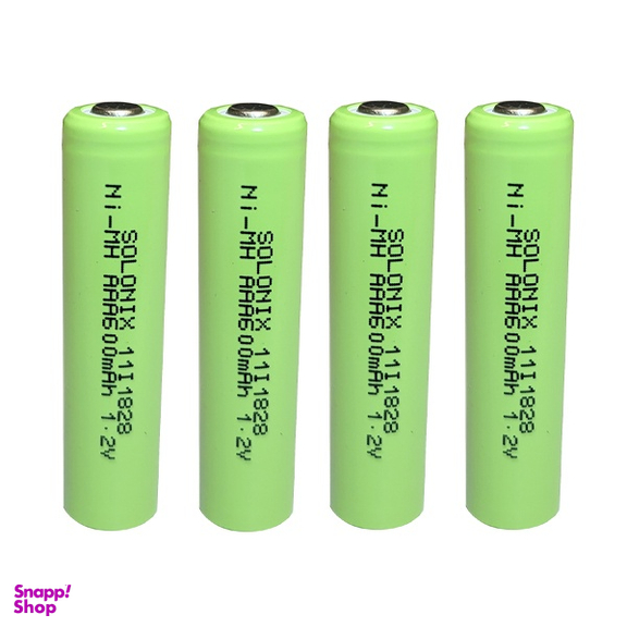 باتری نیم قلمی قابل شارژ سولونیکس مدل Ni-MH 600mAh سر تخت بسته 4 عددی