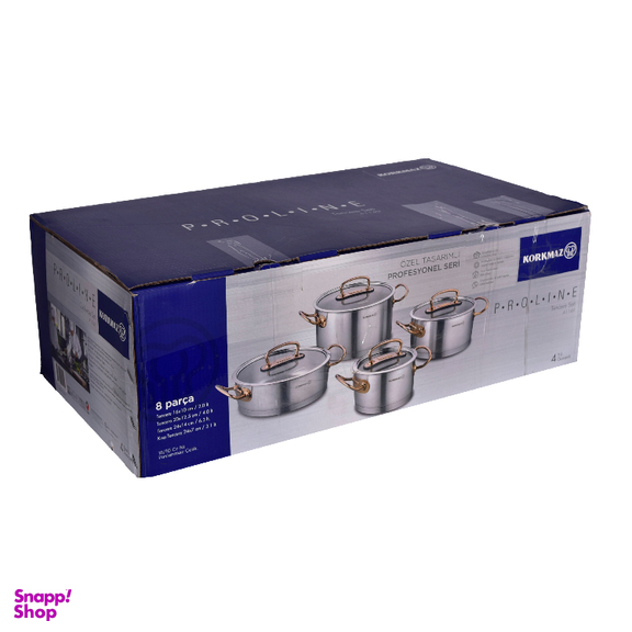 سرویس قابلمه و تابه استیل 8 پارچه کرکماز مدل proline کد 1149