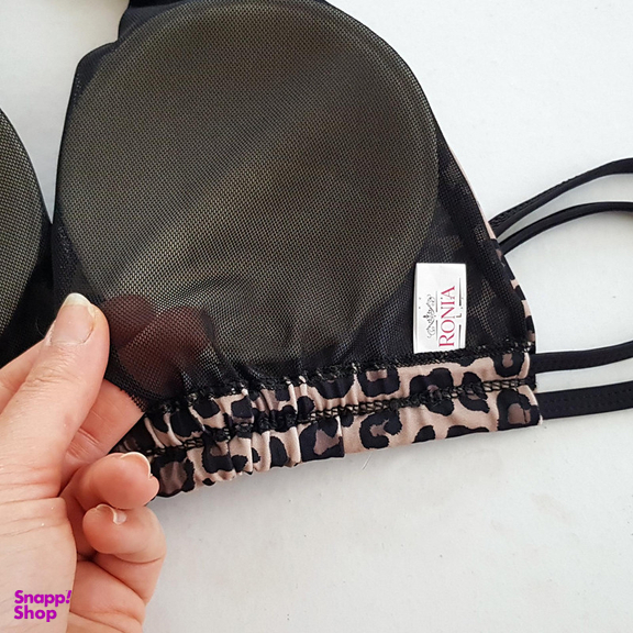 مایو دو تکه زنانه رونیا مدل پلنگی کد 5272-711 رنگ مشکی