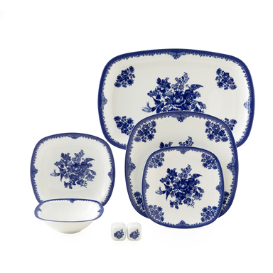 سرویس چینی غذاخوری 27 پارچه چینی زرین ایران مدل کواترو طرح فلورانس درجه عالی