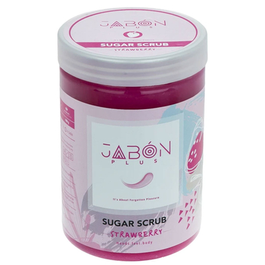 اسکراب شکری لایه بردار پوست ژبن پلاس مدل Strawberry وزن 900 گرم